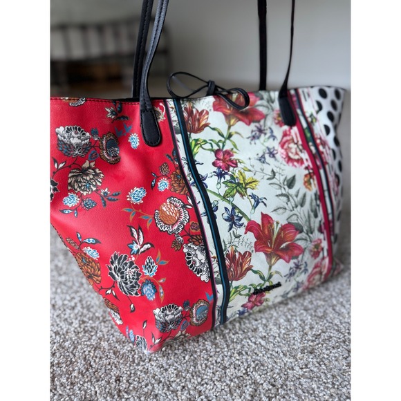 Desigual Floral Tote Bag Polka Dot Accents Large summer bag shoulder bag - Picture 13 of 13